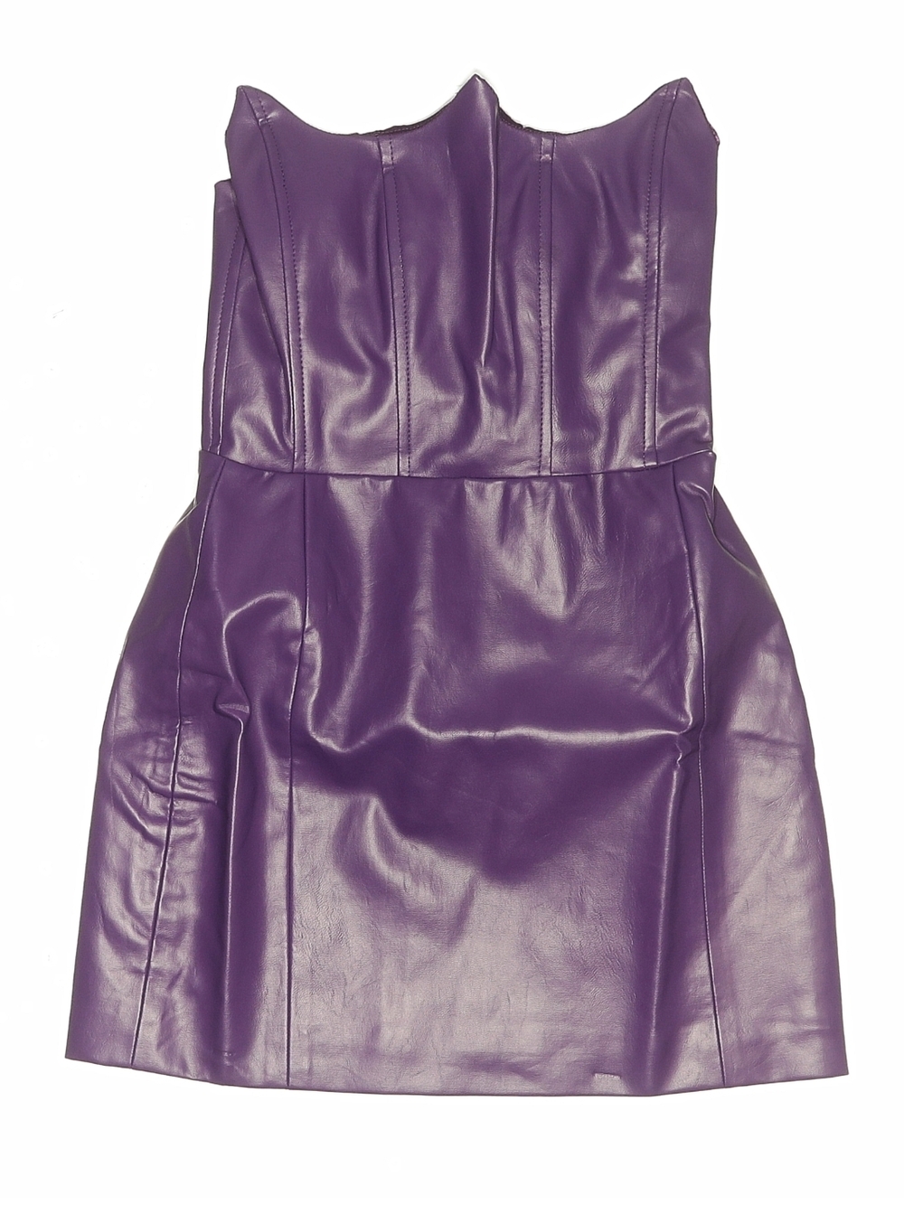 NWOT CIAO BY CC Issa Mini Dress Faux Leather Strapless Dress in Purple XS